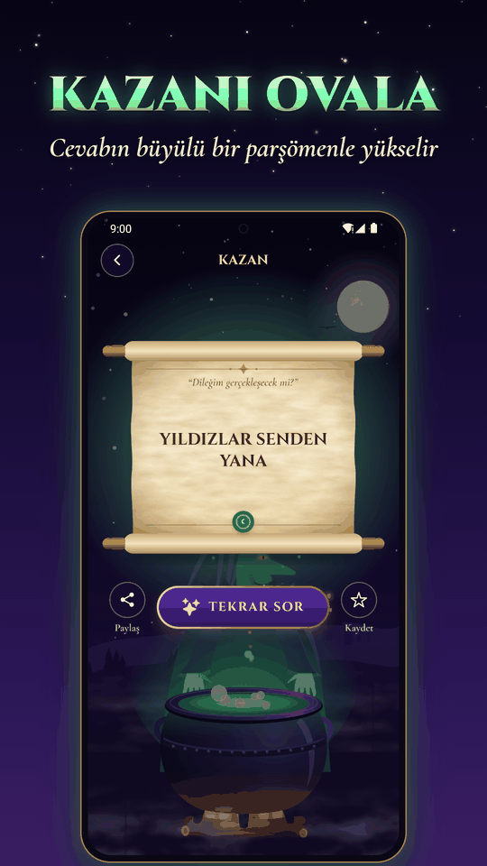 Cadıya Sor kazan ekranı