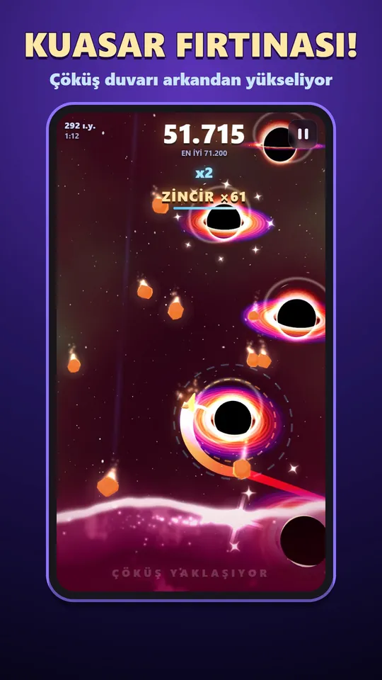 Event Horizon – Geminin arkasında çöküş duvarının yükseldiği kuasar fırtınası