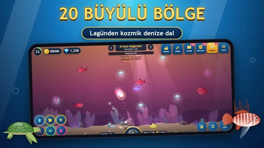 Fishing Diary büyülü okyanus bölgesi ekranı