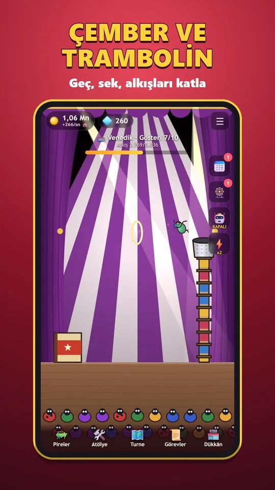 Flea Circus – Çember ve trambolin