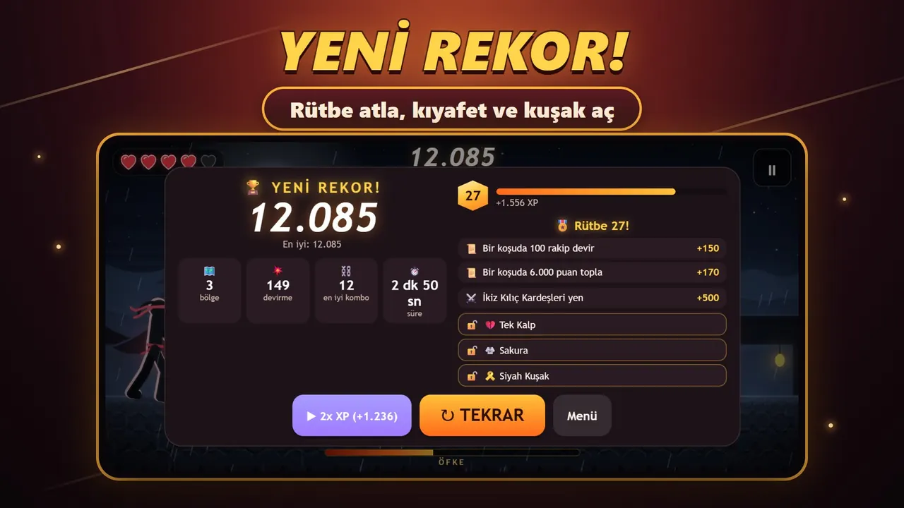 Fury Fist – Yeni rekor, rütbe atlama ve açılan kıyafet ile kuşakların olduğu sonuç ekranı