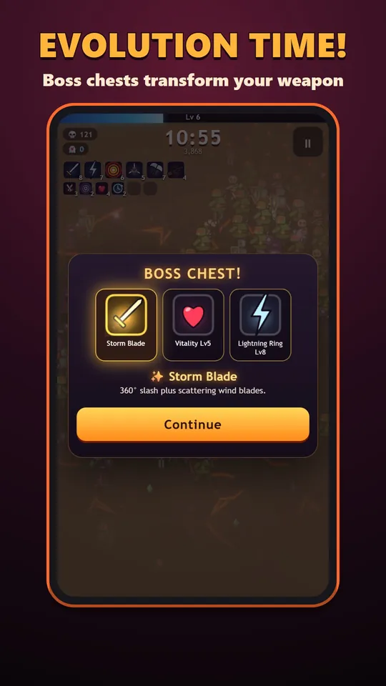 Horde Breaker – A boss chest evolving a weapon into the Storm Blade