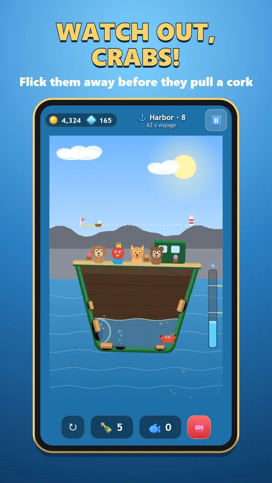 Leaky Boat – Un granchio tira via i tappi