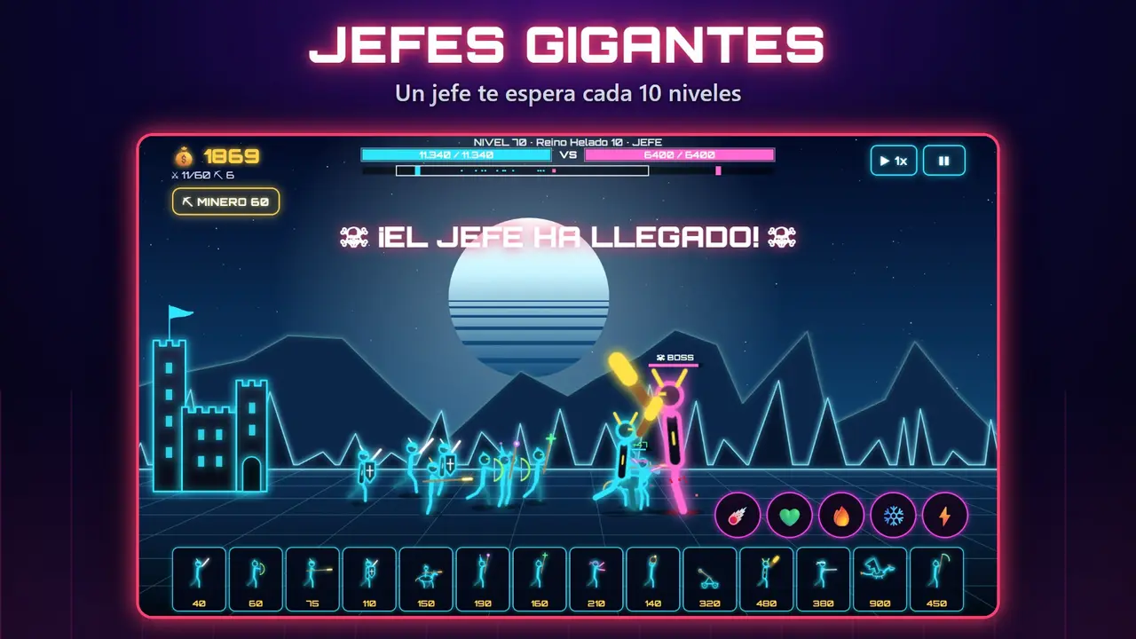 Neon Castillos – JEFES GIGANTES. Un jefe te espera cada 10 niveles