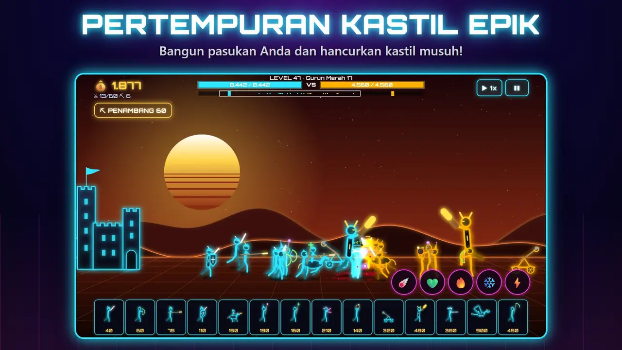 Neon Kastil – PERTEMPURAN KASTIL EPIK. Bangun pasukan Anda dan hancurkan kastil musuh!