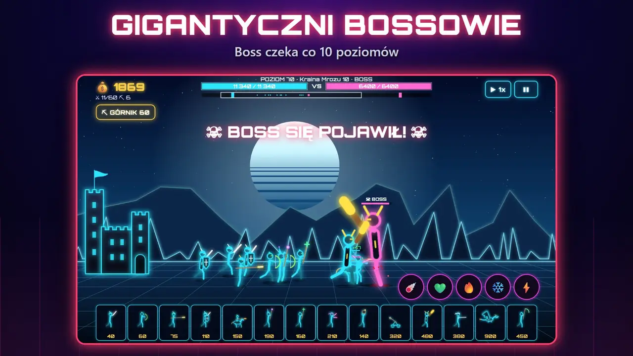 Neon Zamki – GIGANTYCZNI BOSSOWIE. Boss czeka co 10 poziomów