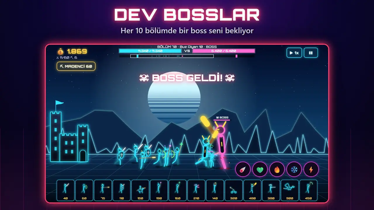 Neon Kaleler – DEV BOSSLAR. Her 10 bölümde bir boss seni bekliyor