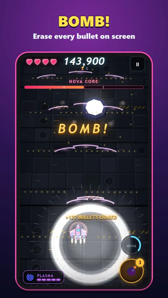 Nova Strike – A bomb erasing every bullet on screen
