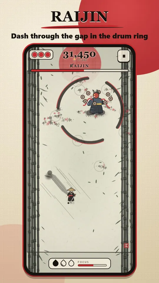 Ronin Dash – Raijin and his drum rings with a gap to dash through