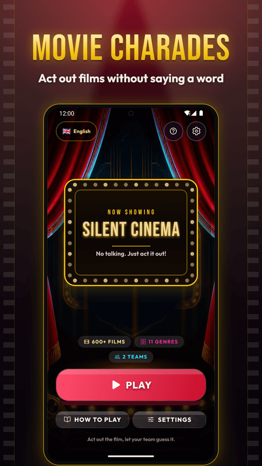 Schermata iniziale di Cinema Muto