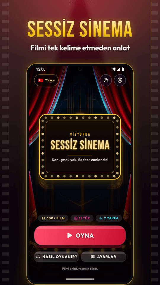 Sessiz Sinema ana ekranı