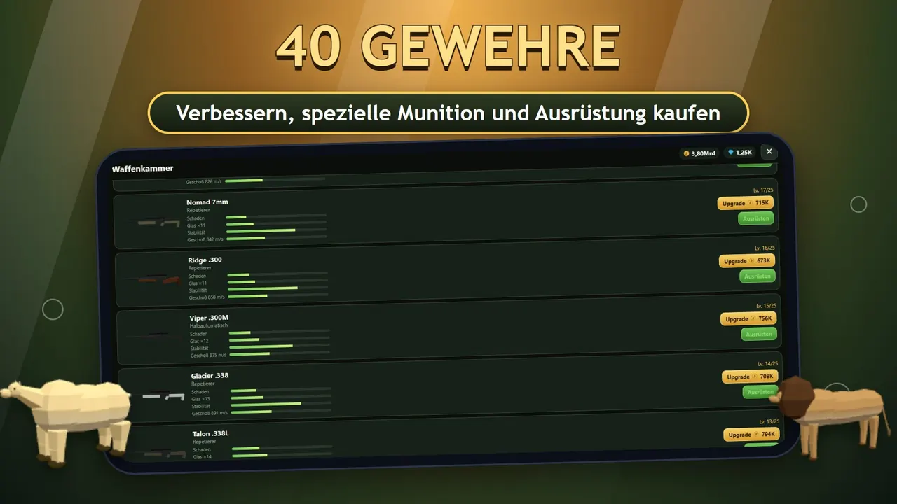 Sniper Diary: Gewehr-Bildschirm mit 40 Gewehren