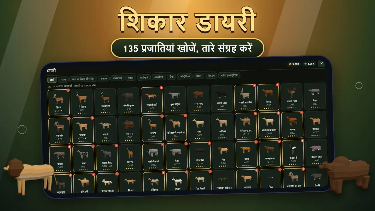 Sniper Diary: 135 प्रजातियों वाली शिकार डायरी