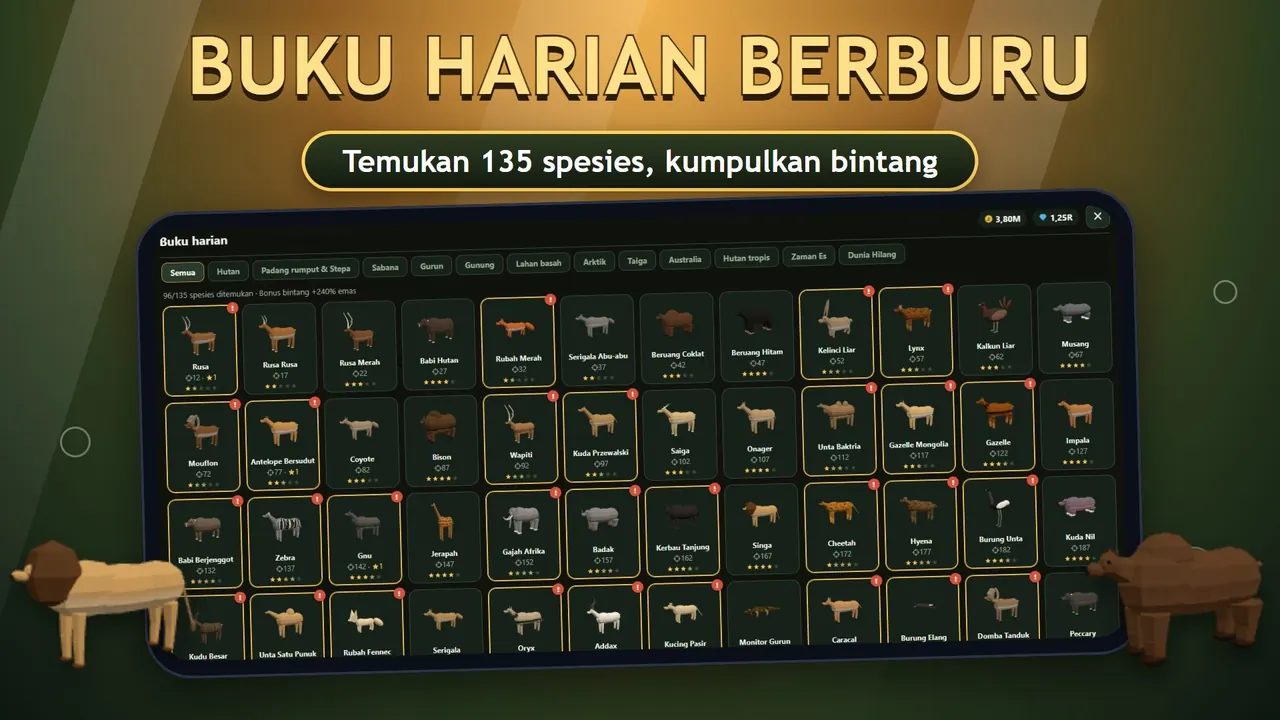 Sniper Diary: buku harian berburu dengan 135 spesies
