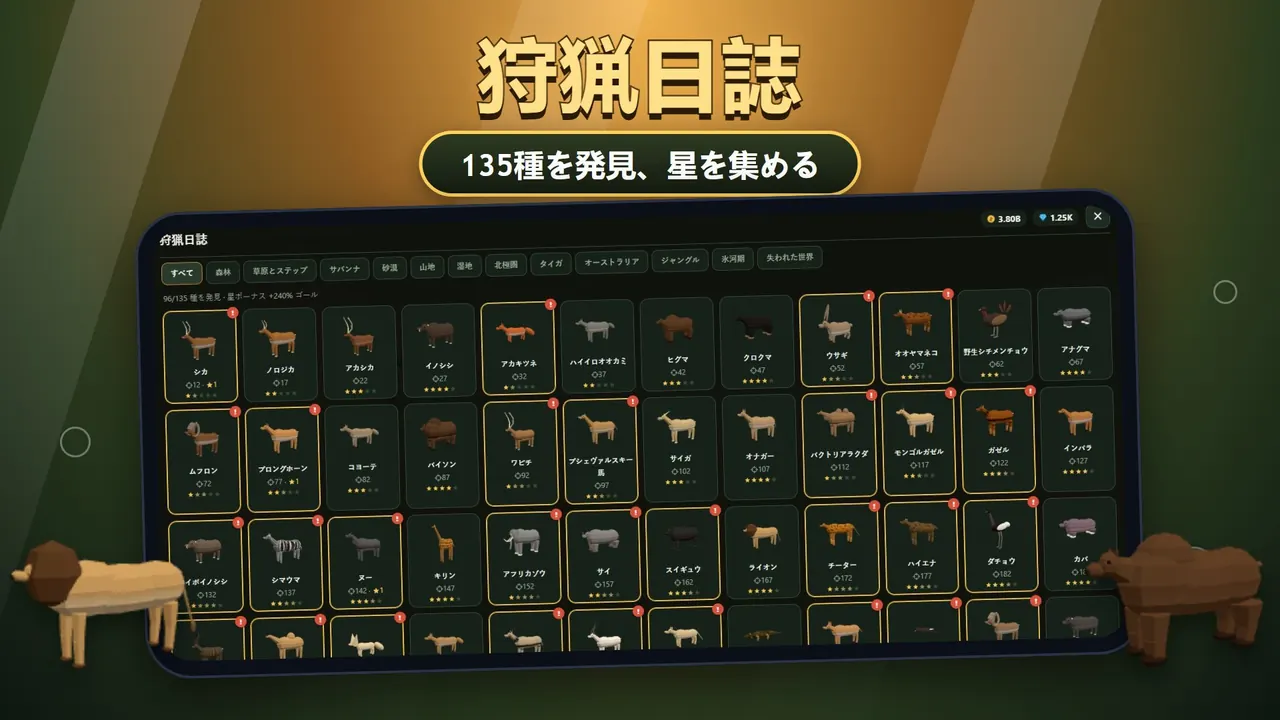 Sniper Diary：135種の動物の狩猟日誌