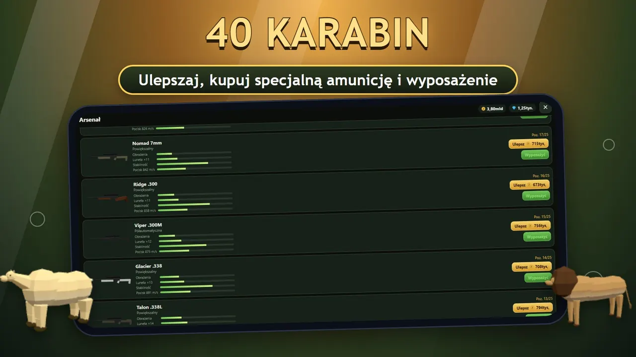 Sniper Diary: ekran z 40 karabinami