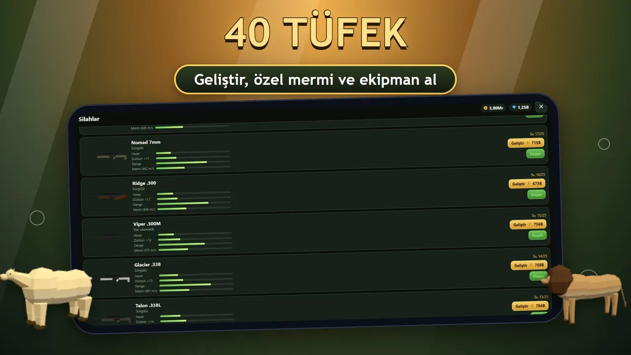 Sniper Diary 40 tüfekli silah ekranı