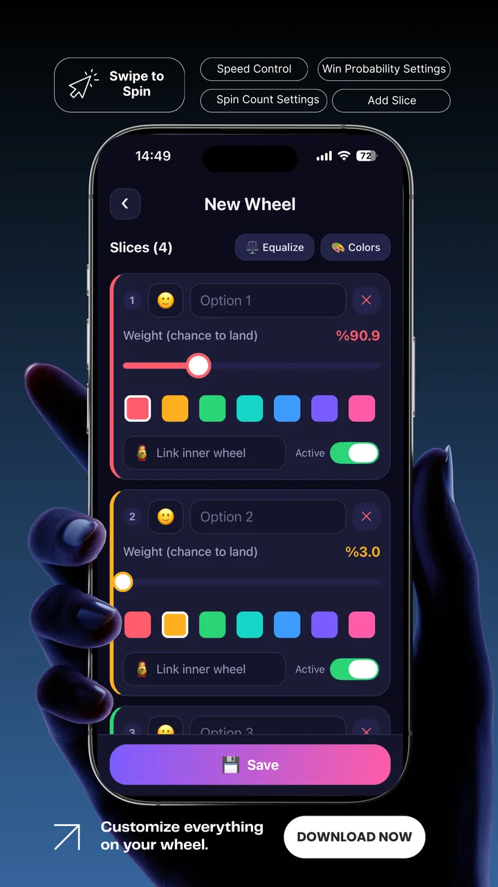 Spinify olasılık ağırlıkları