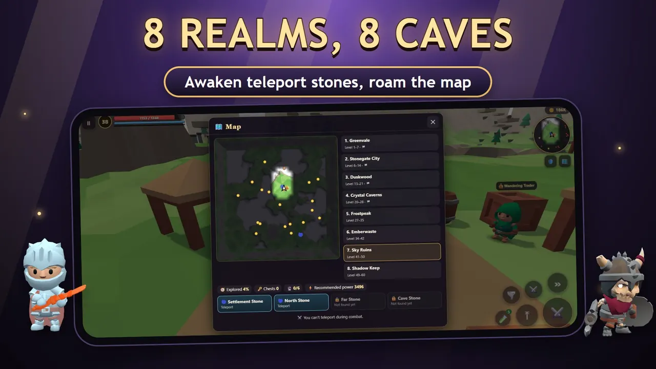 Wildblade – The map of 8 realms and teleport stones
