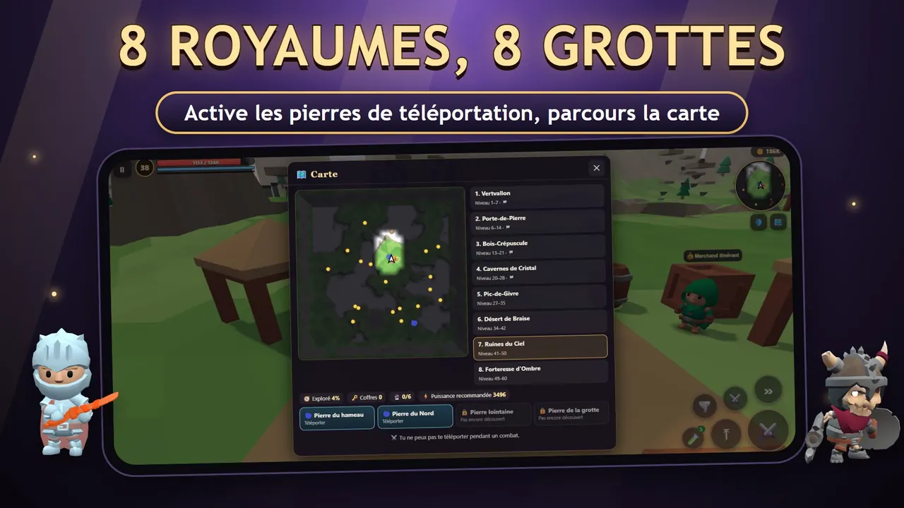 Wildblade – La carte des 8 royaumes et les pierres de téléportation