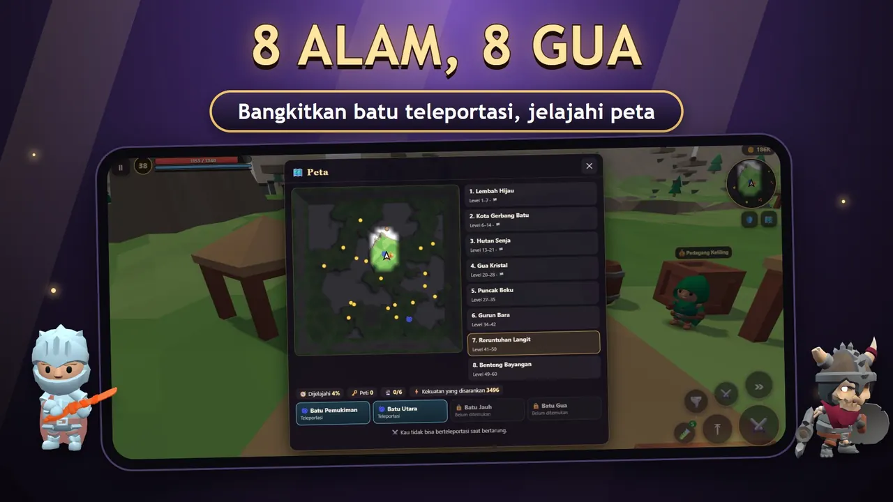 Wildblade – Peta 8 wilayah dan batu teleportasi