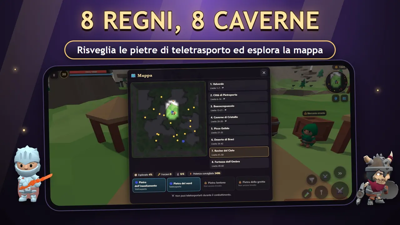 Wildblade – La mappa degli 8 regni e le pietre di teletrasporto