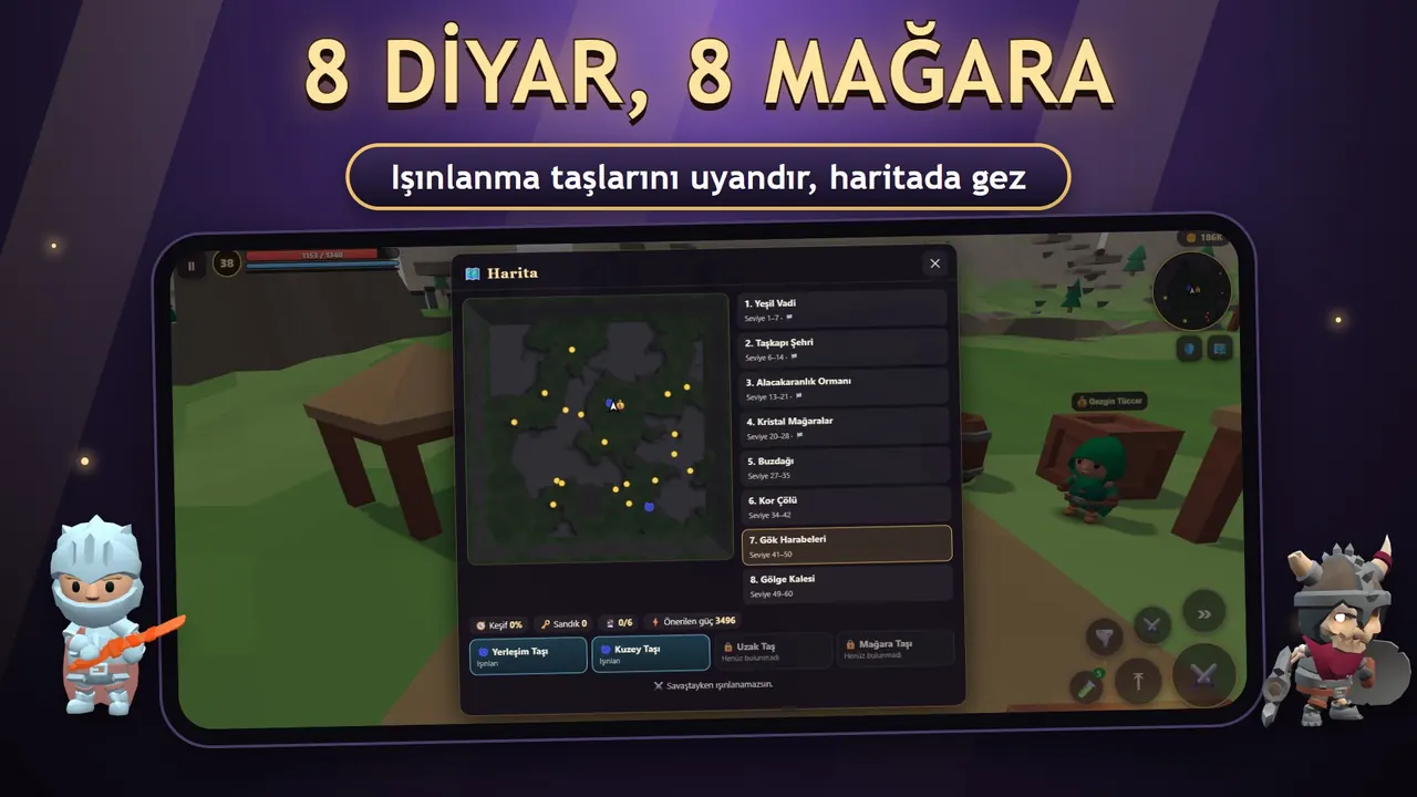 Wildblade – 8 diyarlık harita ve ışınlanma taşları