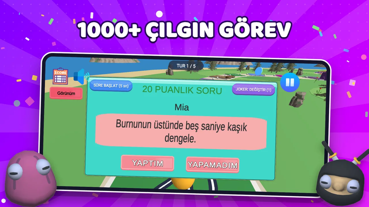 شاشة بطاقة المهمة في Roll or Dare
